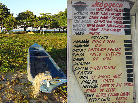 Cardapio Frutos do mar. Corumbau. Brasil. 